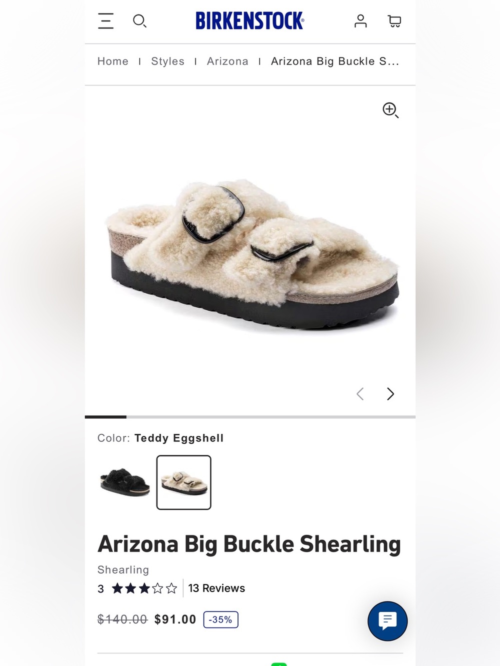 Papillio by Birkenstock Big Buckle Shearling - Size 37 - New without box - Picture 5 of 7